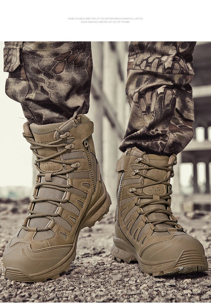 Men Tactical Boots Lace Up Brand Military Ankle Hiking Shoes Desert Work Army Boot Waterproof Size Plus Unisex Climbing Shoes