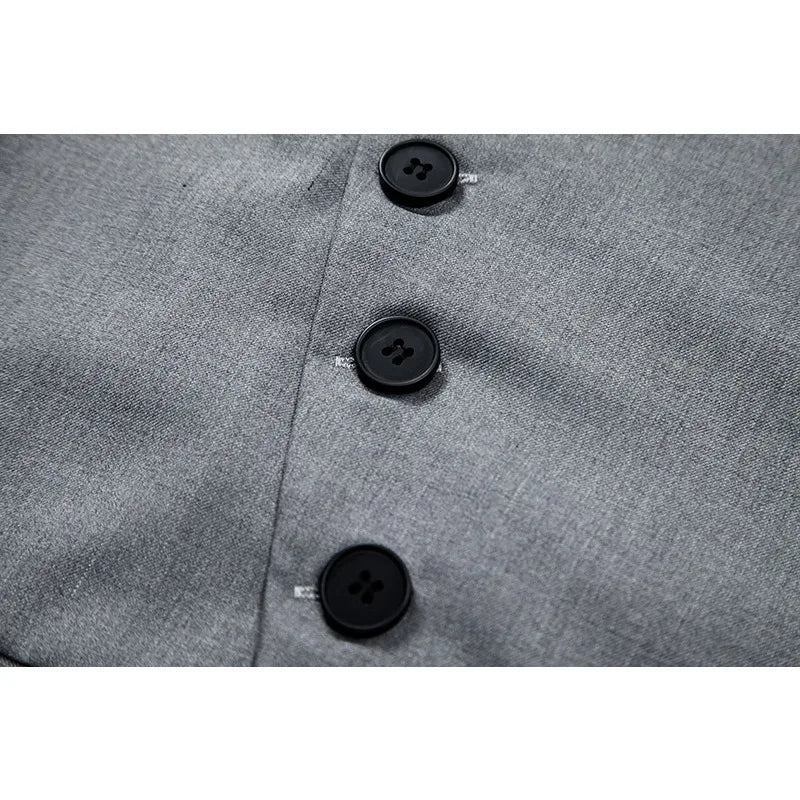 Man Suit Vest Spring Autumn Thin Solid Stand Collar Male Waist Slim Sleeveless Single-breasted Business Wedding Men Vest