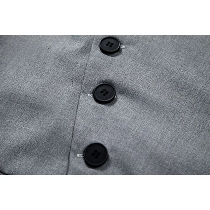 Man Suit Vest Spring Autumn Thin Solid Stand Collar Male Waist Slim Sleeveless Single-breasted Business Wedding Men Vest