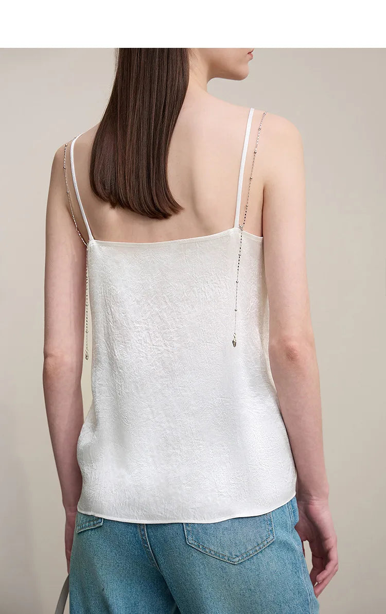 Casual Cami For Women 2026 Summer New Chain Sleeveless Top Basic Straight Women's Acetate Spaghetti Strap Tank 12641045
