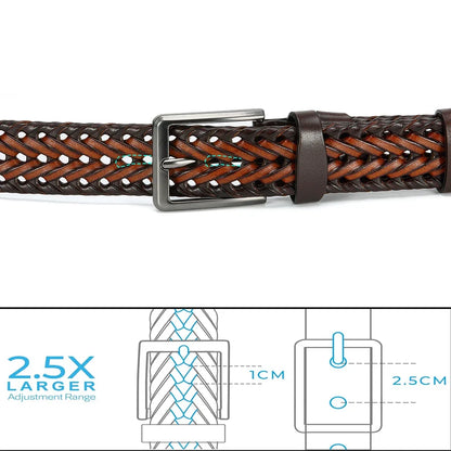 Leather Braided Belts for Mens Casual Woven Leather Belt for Dress Pants
