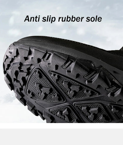 Winter New Thick Short Tube Cotton Boots Anti Slip Casual Men Snow Boots Plush Outdoor Hiking Shoes