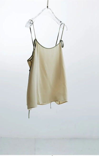 2026 Summer Women's 100% Mulberry Silk Satin Camisole with Adjustable Straps Loose Top