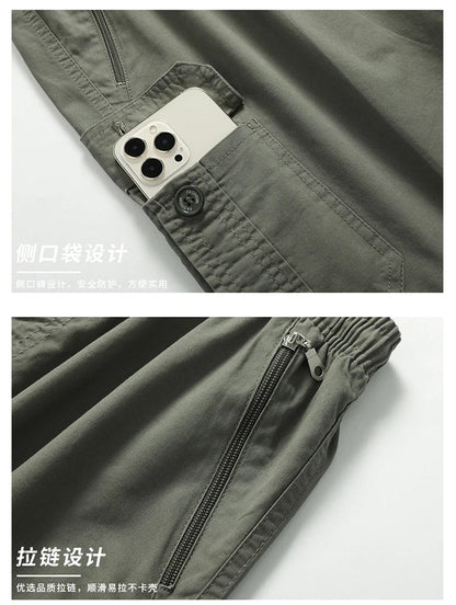 Summer new men's work shorts pocket zip trend versatile casual trousers five work trousers