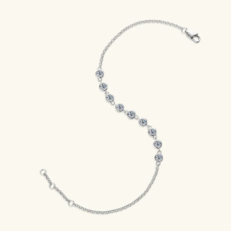S925 Sterling Silver Bracelet for Women Round All Moissanite Charm Bracelets Chain Wedding Fine Jewelry Gifts pulseras