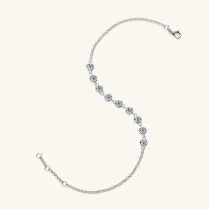 S925 Sterling Silver Bracelet for Women Round All Moissanite Charm Bracelets Chain Wedding Fine Jewelry Gifts pulseras