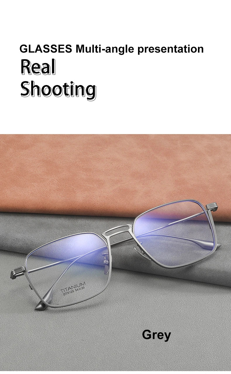 Ultralight Pure Titanium Frames Business Retro Square Men's Reading Glasses Anti-blue Light Customized Myopia DTX125