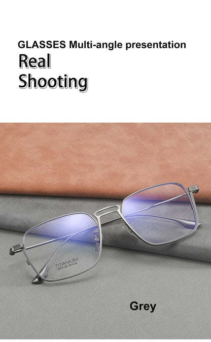 Ultralight Pure Titanium Frames Business Retro Square Men's Reading Glasses Anti-blue Light Customized Myopia DTX125