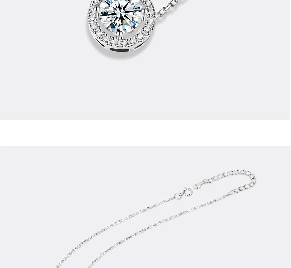 0.5/1/2CT Moissanite Necklace for Women S925 Pure Silver Round Laboratory Diamond Pendant Fashionable Wedding Jewelry