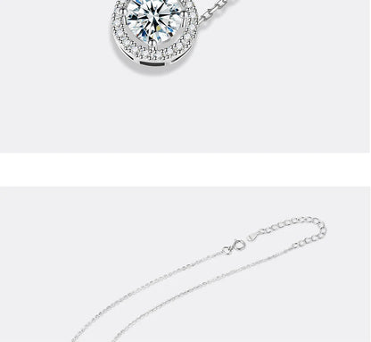 0.5/1/2CT Moissanite Necklace for Women S925 Pure Silver Round Laboratory Diamond Pendant Fashionable Wedding Jewelry