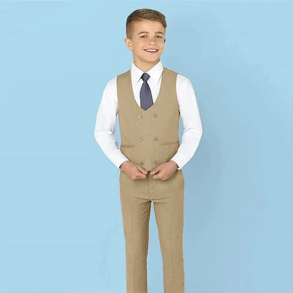 Classic Solid Paisley Suits for Boys 3-Piece Smart Stylish Boy's Tuxedo Formal Outfit For Kids Blazer Vest And Pants For Party