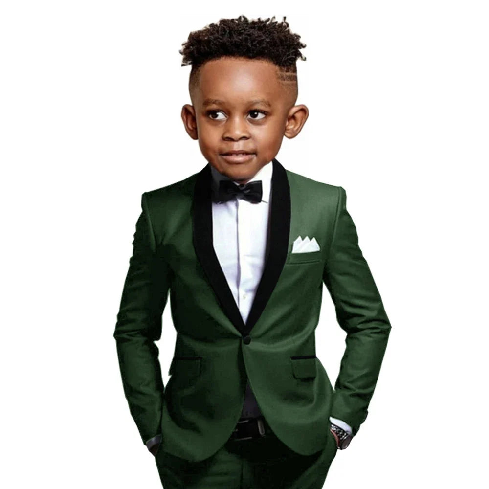 New Boys Formal Suits 2 Pieces Jacket Pants School Activities Wear Stylish One Button Kids Tuxedo Wedding Guest Clothes