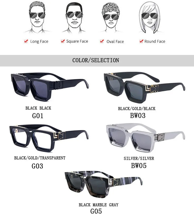Retro Millionaire Sunglasses For Men Luxury New Square Sunglasses Women Trendy Vintage Luxe Fashion Glasses Gafas De Sol Hombre