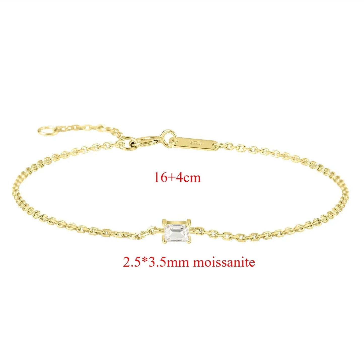 Trendy A Moissanite Bracelets for Women Letter Charm Adjustable Chain 100% 925 Sterling Silver Wedding Fine Jewelry Gifts