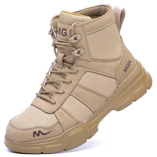 Waterproof Men's Safety Work Boots Steel Toe Shoes Anti Impact And Anti-Puncture Outdoor Adventure Hiking Tactical Boots