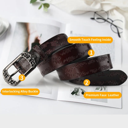 Women's Belt, Pure Cowhide Leather Belt, Women's Widened and Versatile Jeans, Fashionable and Decorative Belt