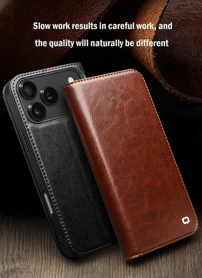 Genuine Leather Flip Case for iPhone 17 Bracket Handmade Business Cover with Card Slots for iPhone 17 Pro Max/17 Air