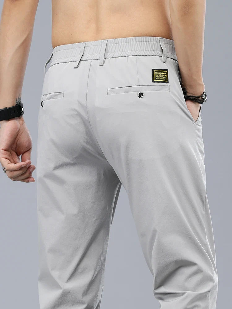 Ice Silk Cool Summer Casual Pants for Men Slim Fashion Stretch Business Korean Trousers Brand Clothing Luxury Men's Pants