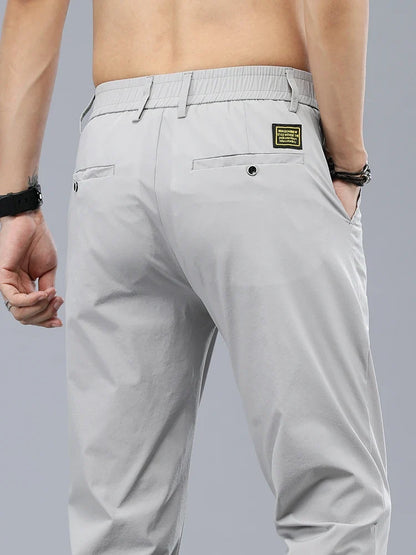 Ice Silk Cool Summer Casual Pants for Men Slim Fashion Stretch Business Korean Trousers Brand Clothing Luxury Men's Pants