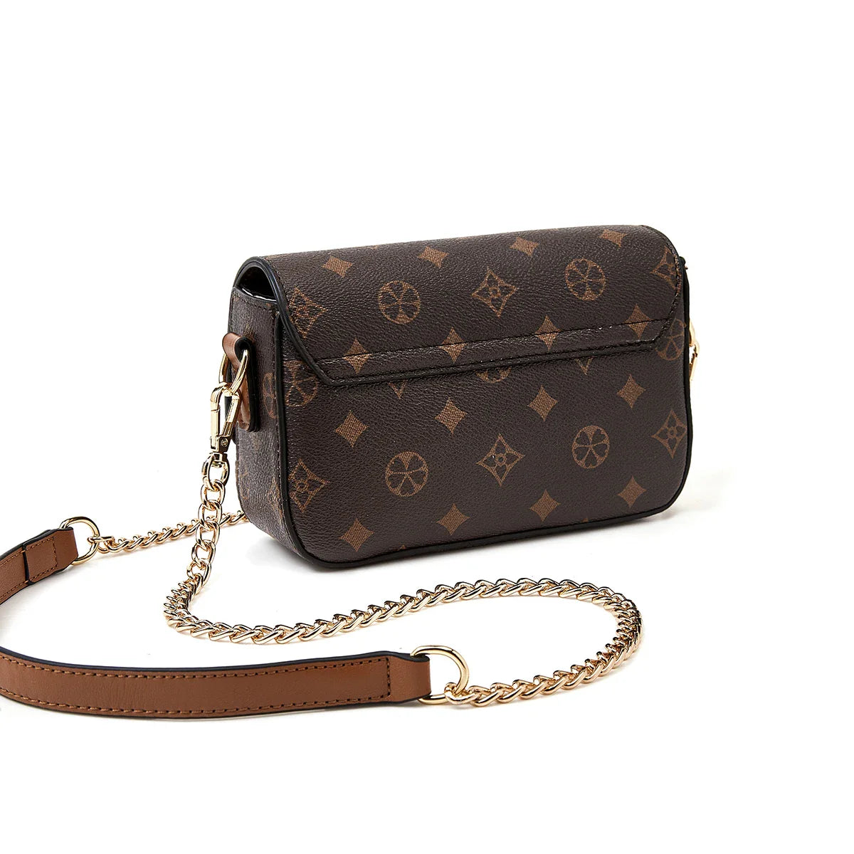 Vintage Monogram Chain Crossbody Bag for Women Luxury Designer Small Square Shoulder Bag Ladies Fashion Handbag
