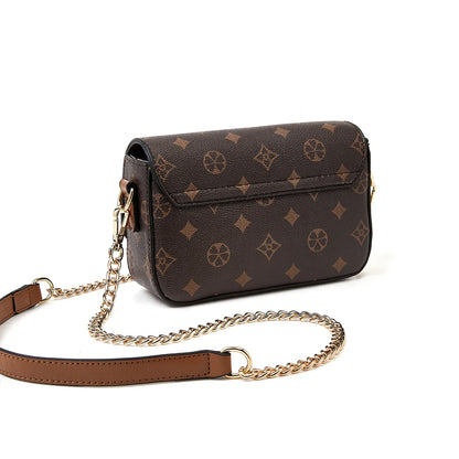 Vintage Monogram Chain Crossbody Bag for Women Luxury Designer Small Square Shoulder Bag Ladies Fashion Handbag