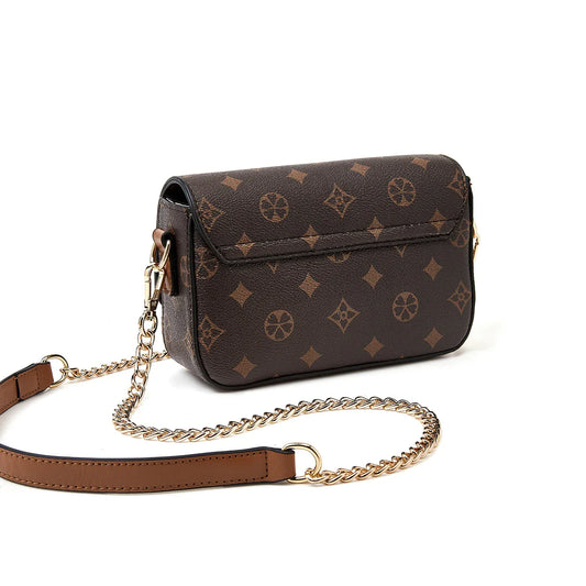 Vintage Monogram Chain Crossbody Bag for Women Luxury Designer Small Square Shoulder Bag Ladies Fashion Handbag