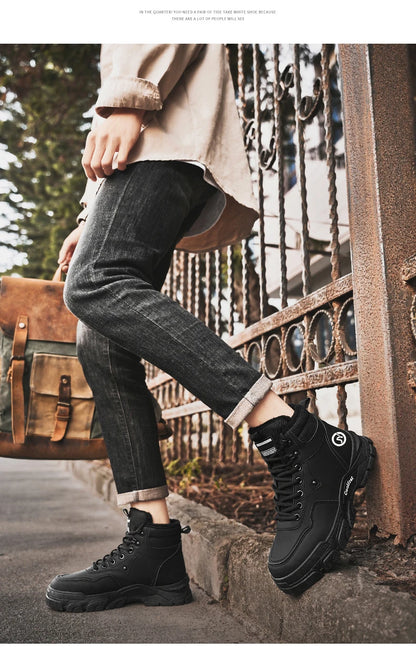 Mens Boots Casual Shoes Winter Platform Leather Designer Luxury Chelsea Cowboy Outdoor Work Safety Ankle Sneakers 2025