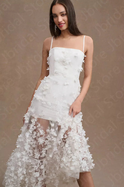 New Arrival 2024 Wedding Dresses Short Bridal Gowns Sleeveless with Straps Bride Dress Mid Calf Length Wedding Gowns Customized