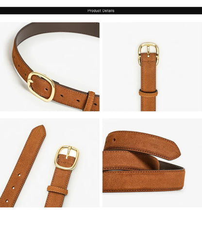 Belt Women Split Leather Trend Elliptical Pin Buckle Accessories All-Match Jeans Waistband Ladies Handmade 91119