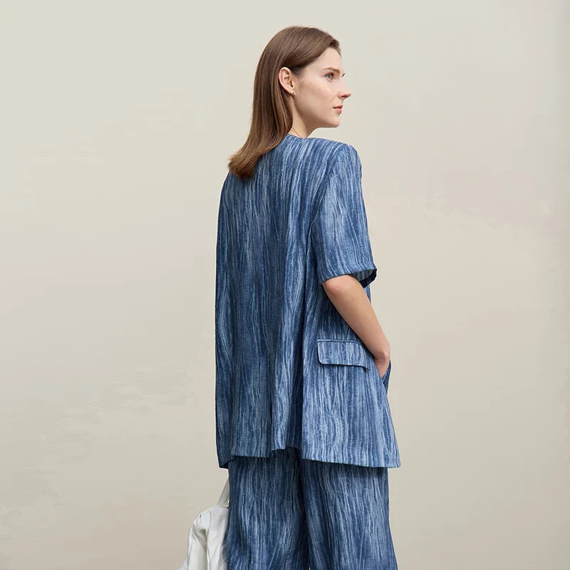 Women's Blazer 2026 Summer New Commuter V-neck Short Sleeve Single Button Women's Jacket Loose Shoulder Padded Top 12621092