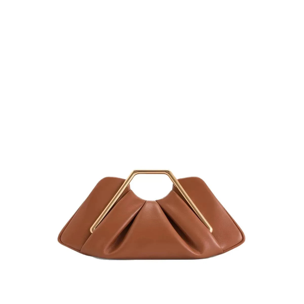 Women's PU Leather Pleated Going Out Clutch Bag Top Handle Evening Bag Party Wedding Bridesmaid Geometric Metal Handle Handbag