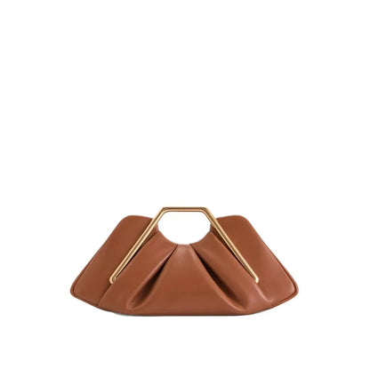 Women's PU Leather Pleated Going Out Clutch Bag Top Handle Evening Bag Party Wedding Bridesmaid Geometric Metal Handle Handbag
