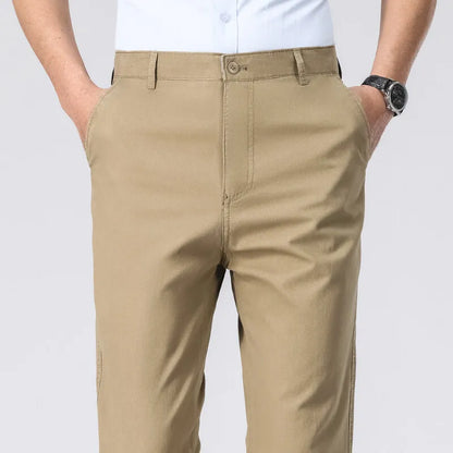 Men's American Chino Pants Double Pleated Classic Fit Dress Pant Business Casual Golf Pants Pure Cotton Trousers