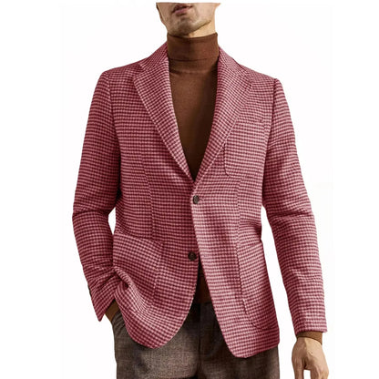 Men's Retro Suit Jacket English Style Casual Men's Large Size Jacket British Gentleman Wool Suit Trendy Tweed Houndstooth Suits