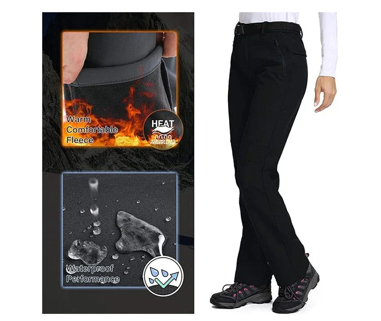 Women Winter Ski Trekking Pants Hiking Snow Autumn Outdoor Soft Shell Thick Cloth Keep Warm Windproof Warm Camping Trousers