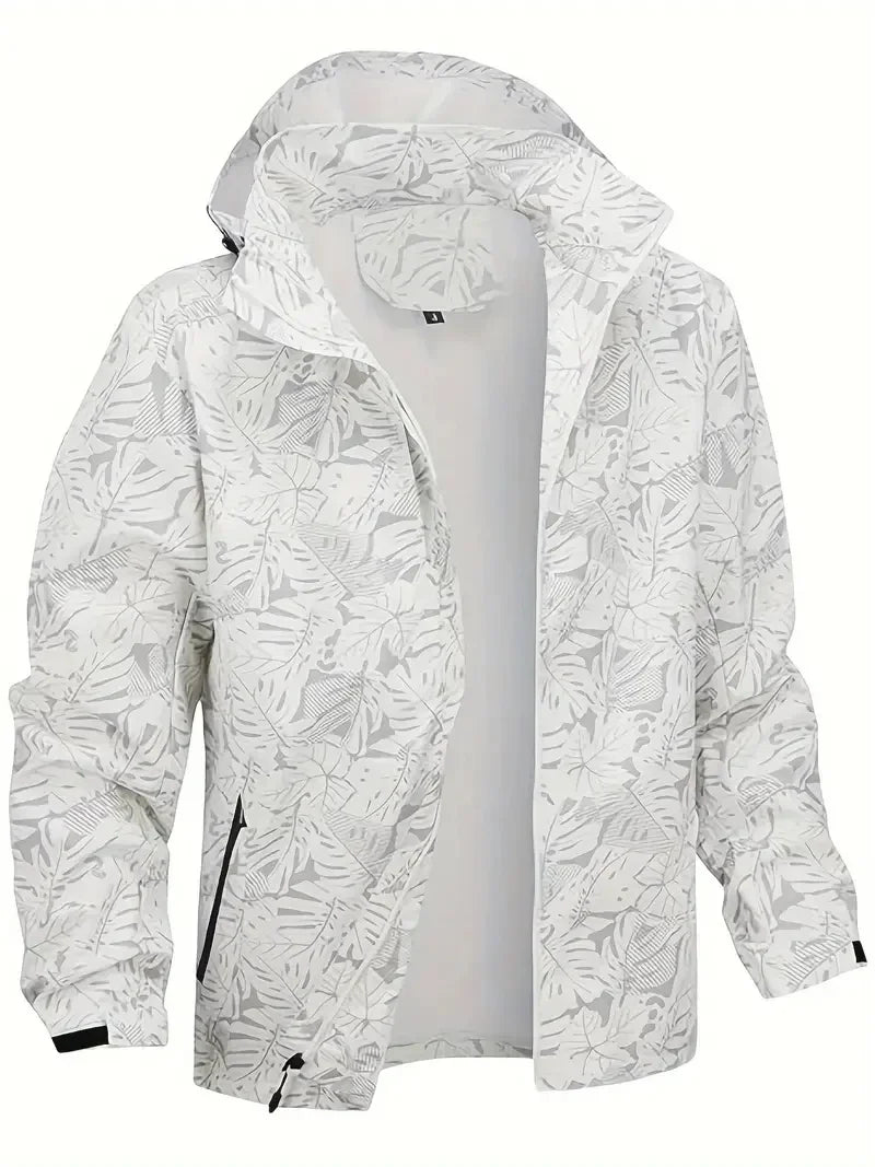 Men's Casual Lightweight Waterproof Windbreaker Jacket, Full Zip Up Hooded Shell Outdoor Hiking Coat For Autumn Size