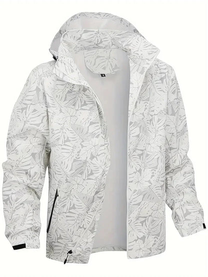 Men's Casual Lightweight Waterproof Windbreaker Jacket, Full Zip Up Hooded Shell Outdoor Hiking Coat For Autumn Size