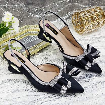 2025 New Olive Green Pointed Toe INS Party Wedding Italy Design Women's High Heels Shoes and Bag to Match Italian