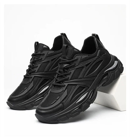 Four Seasons Thick and height-increasing sports shoes, men's genuine leather mesh casual men's shoes, trendy shoes