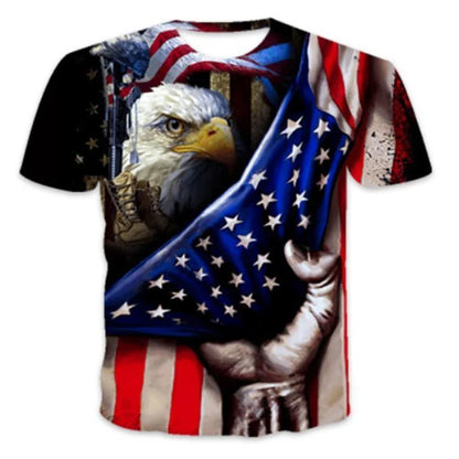 Summer Hot Selling Men's Creative Personality Soaring Eagle Animal 3D Printing Fun Casual Fashion T-shirt