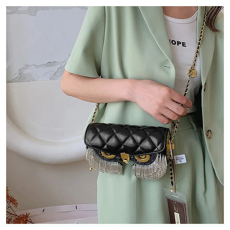 Cute Owl Bags for Women 2026 New Luxury Designer Handbag Fashion Tassel Crossbody Bag Leather Animal Print Shoulder Bag Woman