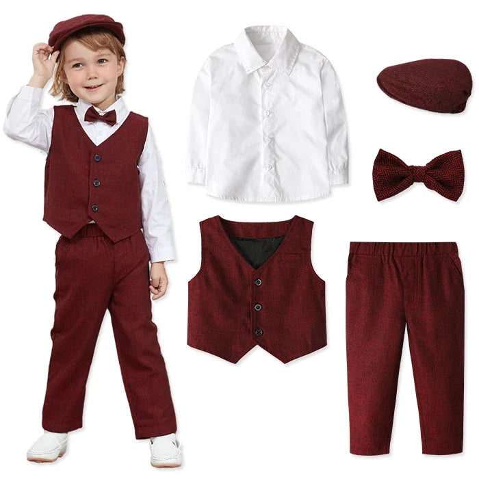 Kids Clothes Boys Wedding Suit Toddler Gentleman Outfit Infant Birthday Baptism Set Baby Formal Party Gift Christening Blazer