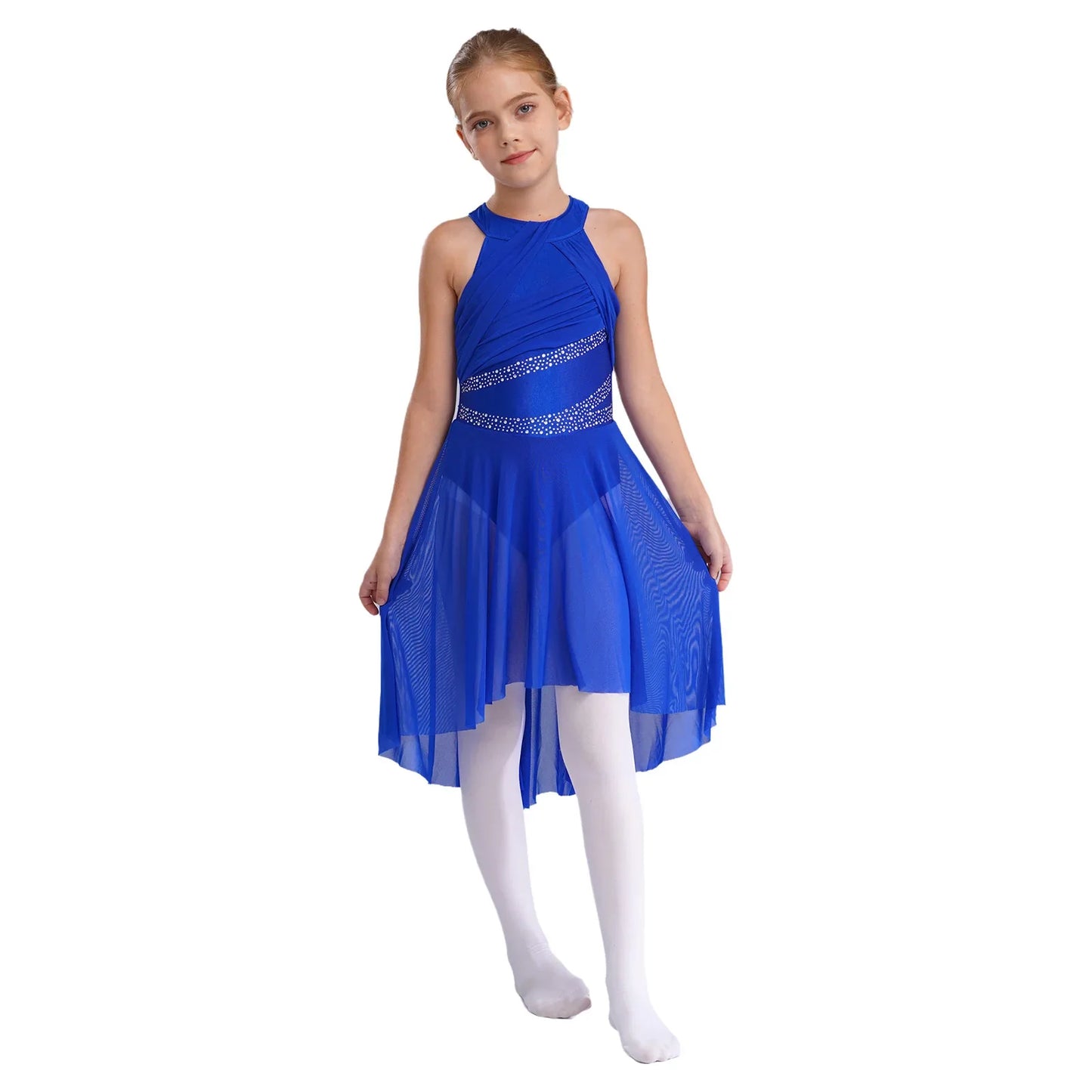 Toddler Girls Rhythmic Gymnastics Ballet Lyrical Contemporary Dance Costume Rhinestone Leotard Skating Jersey Tango Dresses