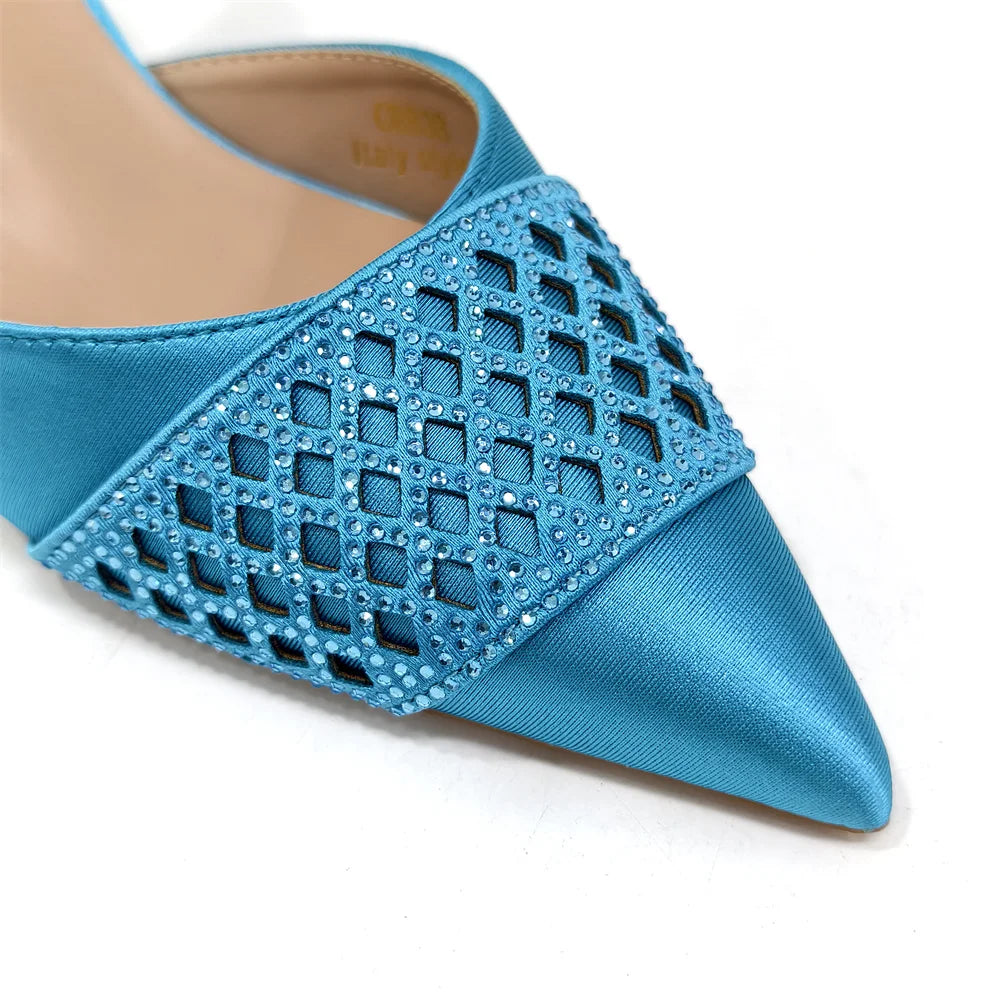 2025 New Summer Collection Stylish Italian Women’s Shoes and Bag Set in Gold Colour - Comfortable Mid Heels With Rhinestones