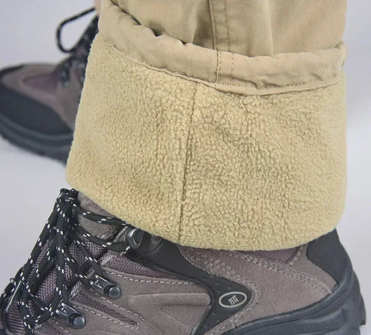 Men's Winter Thicken Fleece Cargo Pants Double Layer Straight Pants Men Casual Cotton Tactical Baggy Pant Warm Trousers S-5XL