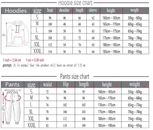 Men's Autumn and Winter Pattern Casual Two-Piece Set Hooded Sweatshirt and Pants with Pockets Regular Fit Outdoor Sport Suit