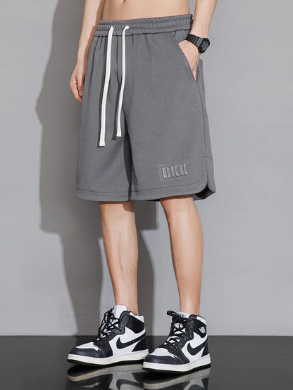 Summer Men's Sport Shorts Knee-Length Straight Loose Short Pants Streetwear Drawstring Knitted Sweat Casual Shorts Big Size 8XL
