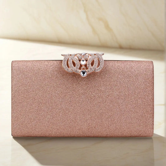 Sequined Fashion Women Evening Bags Crown Metal Chain Shoulder Day Clutch With Rhinestones Wedding Party Handbags