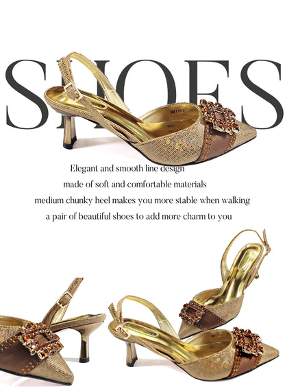 Italian Design Fashion Evening Shoes with Pointed Toe And Matching Clutch Bag Elegant Women's Footwear for Special Occasions