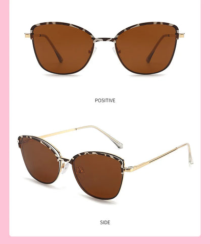 New Fashion Cat Eye Polarized Sunglasses Magnetic Clip-On Myopia Optical Glasses Customizable Prescription 7015